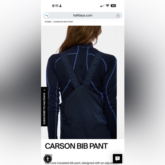 Halfdays Carson Bib Pant Navy NWT Small - Picture 3 of 5